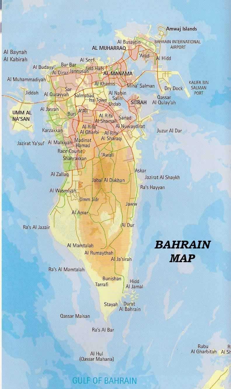 Bahrain ramani na maeneo